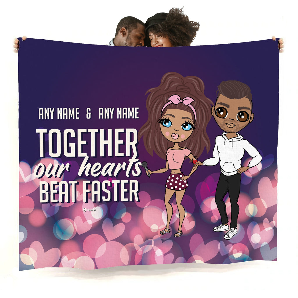 Multi Character Couples Blurred Hearts Fleece Blanket - Image 1