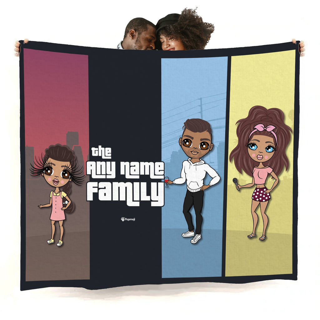 Multi Character Color Blocks Family Of 3 Fleece Blanket - Image 1