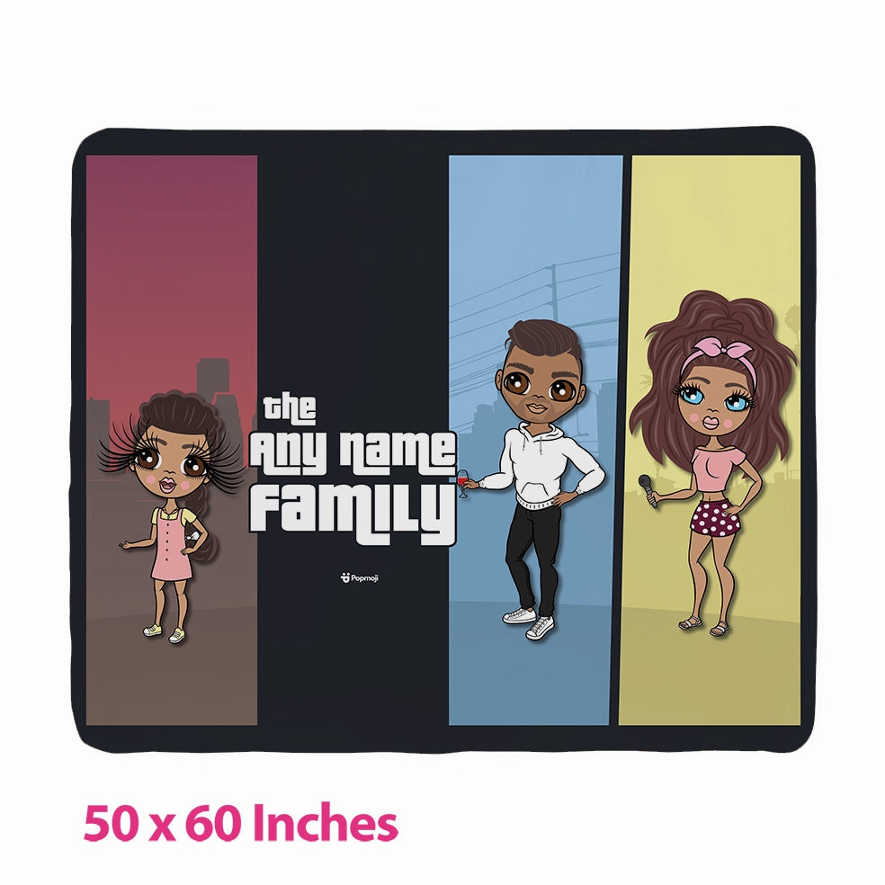 Multi Character Color Blocks Family Of 3 Fleece Blanket - Image 2