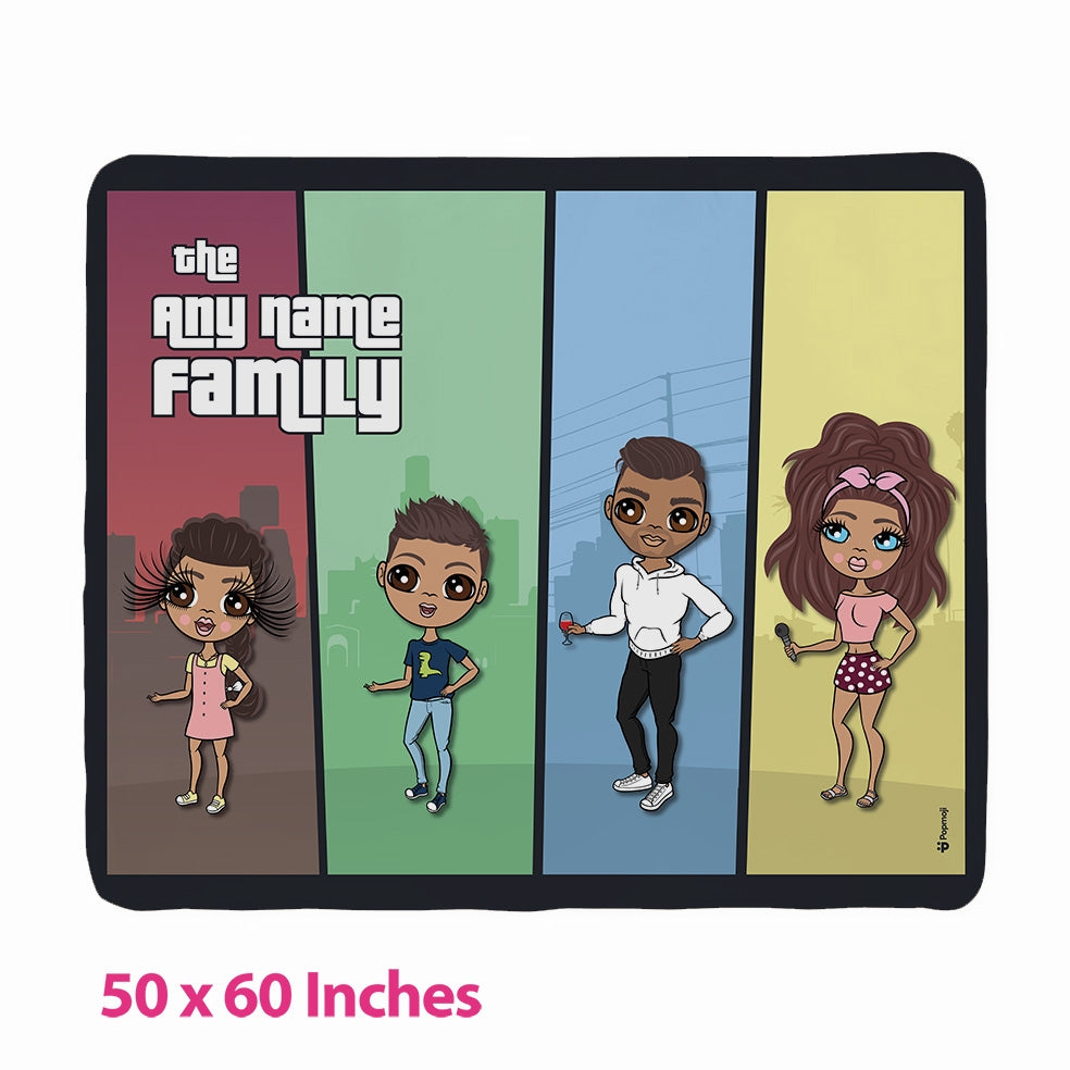 Multi Character Color Blocks Family Of 4 Fleece Blanket - Image 2