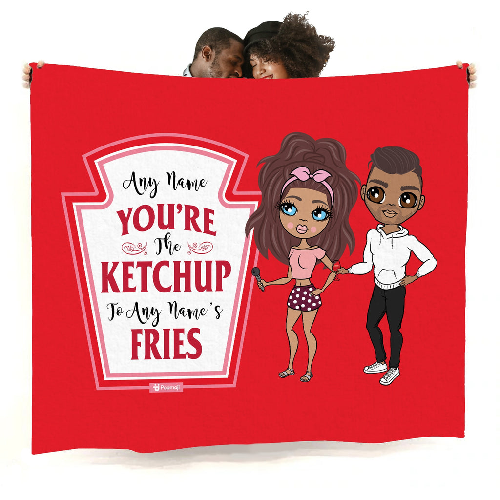 Multi Character Couples Ketchup To My Fries Fleece Blanket - Image 1