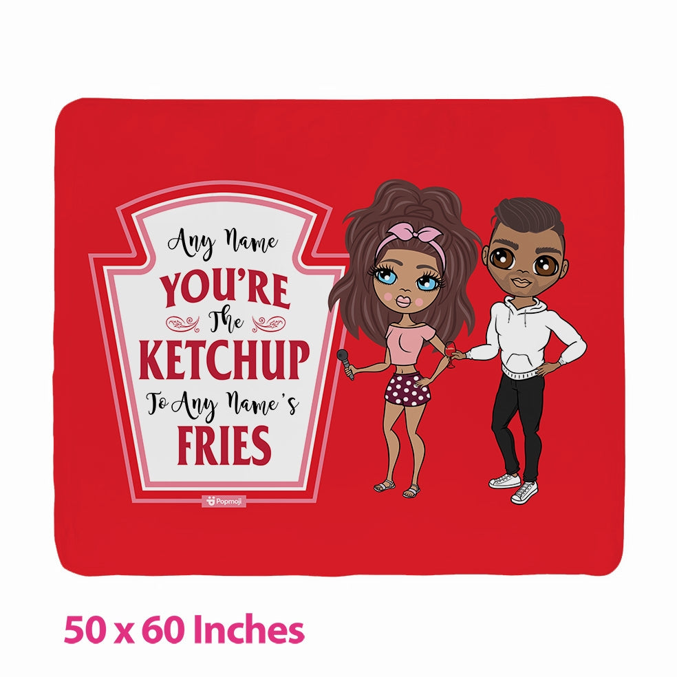 Multi Character Couples Ketchup To My Fries Fleece Blanket - Image 2