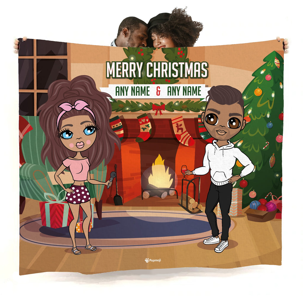 Multi Character Couples Merry Christmas Fleece Blanket - Image 1