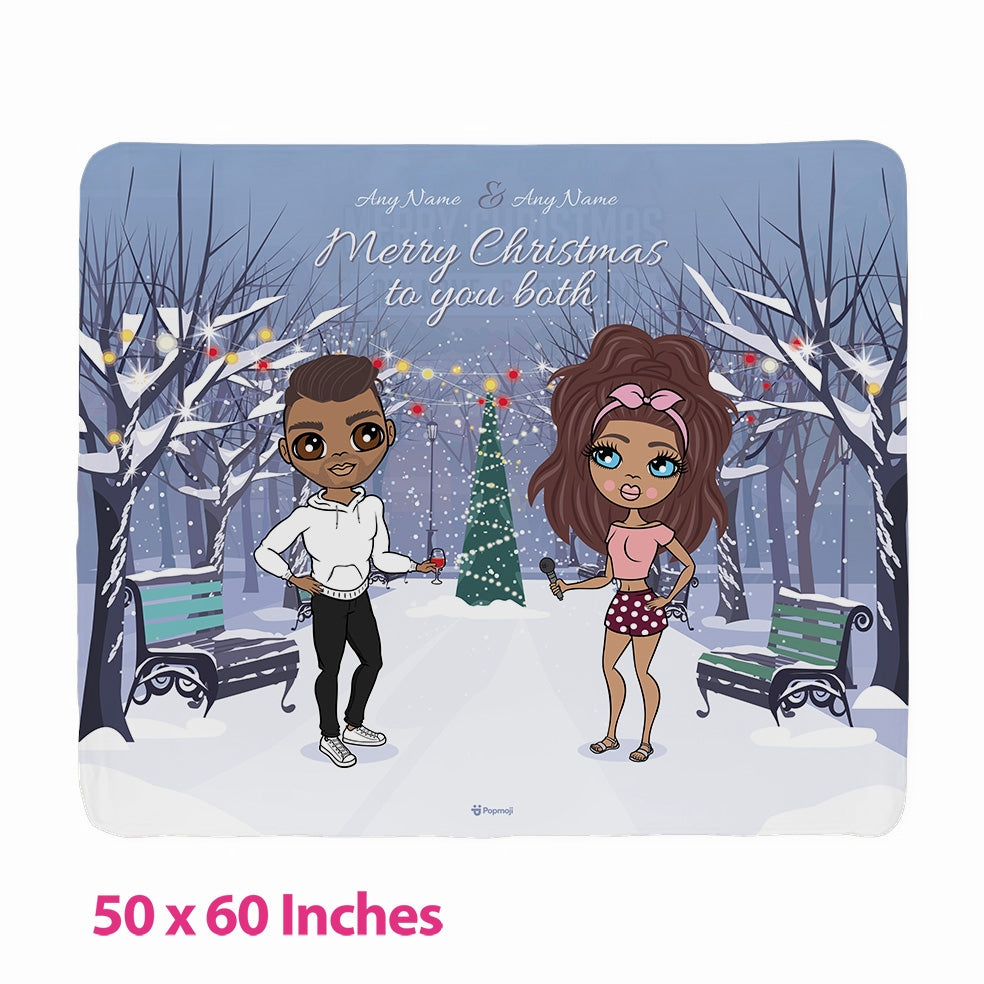 Multi Character Couples Romantic Christmas Fleece Blanket - Image 2