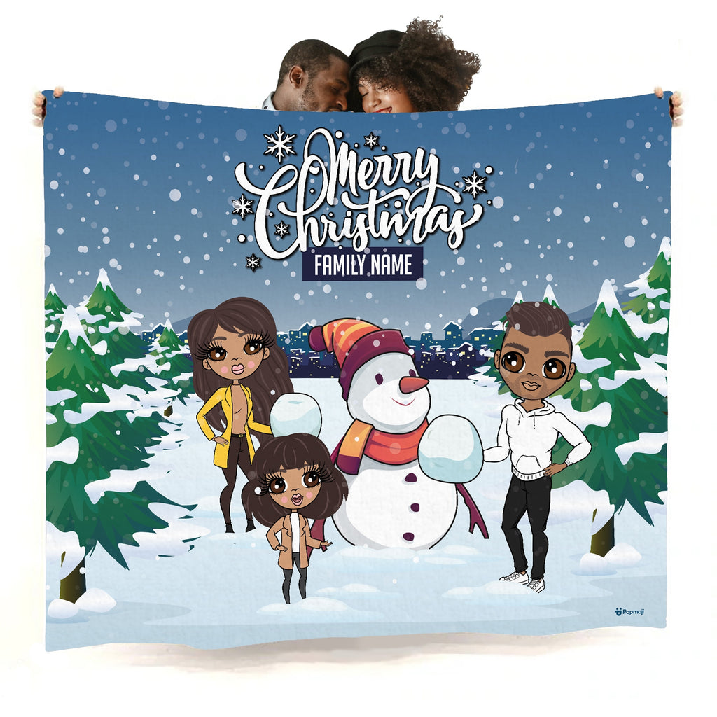 Multi Character Snow Fun Family Of 3 Fleece Blanket - Image 1