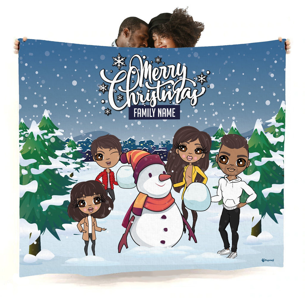Multi Character Snow Fun Family Of 4 Fleece Blanket - Image 1