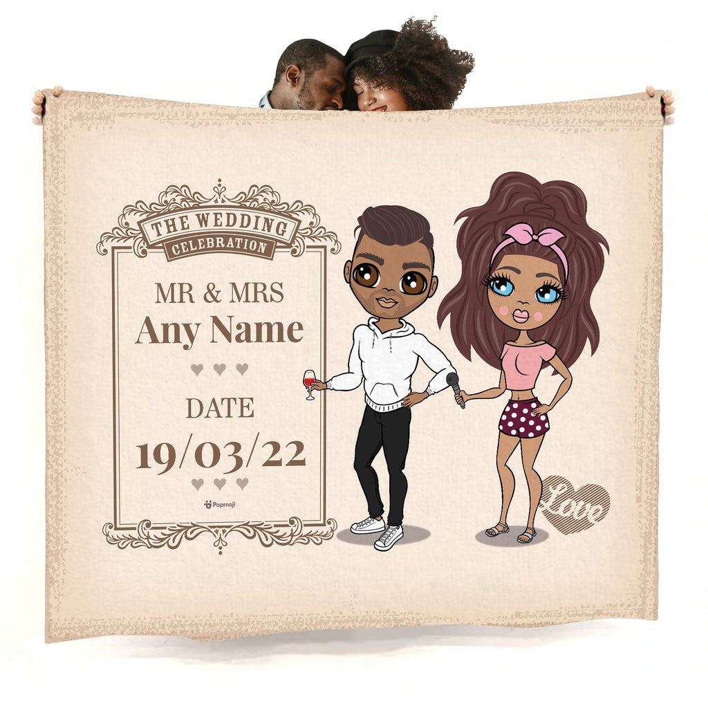 Multi Character Couples Wedding Celebration Fleece Blanket - Image 1