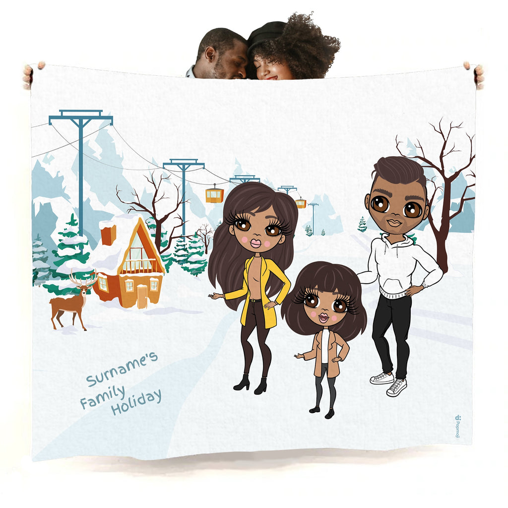 Multi Character Winter Holiday Family Of 3 Fleece Blanket - Image 1