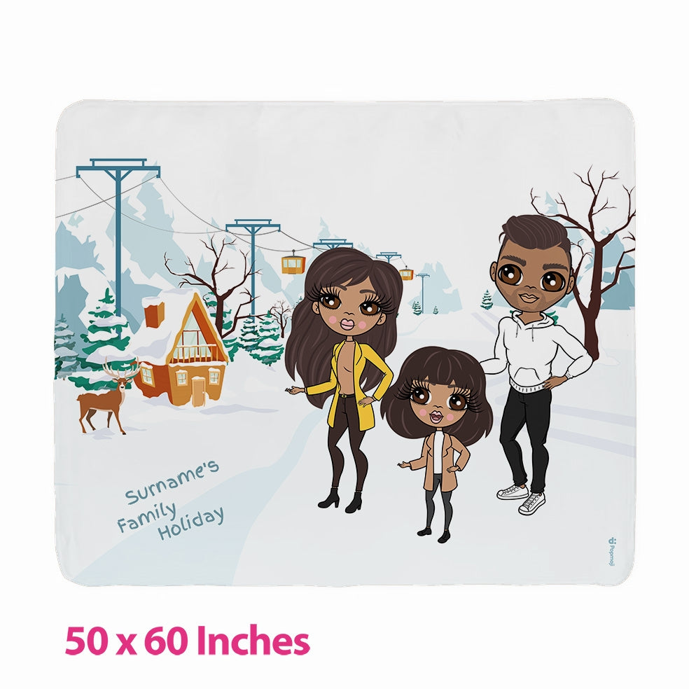 Multi Character Winter Holiday Family Of 3 Fleece Blanket - Image 2