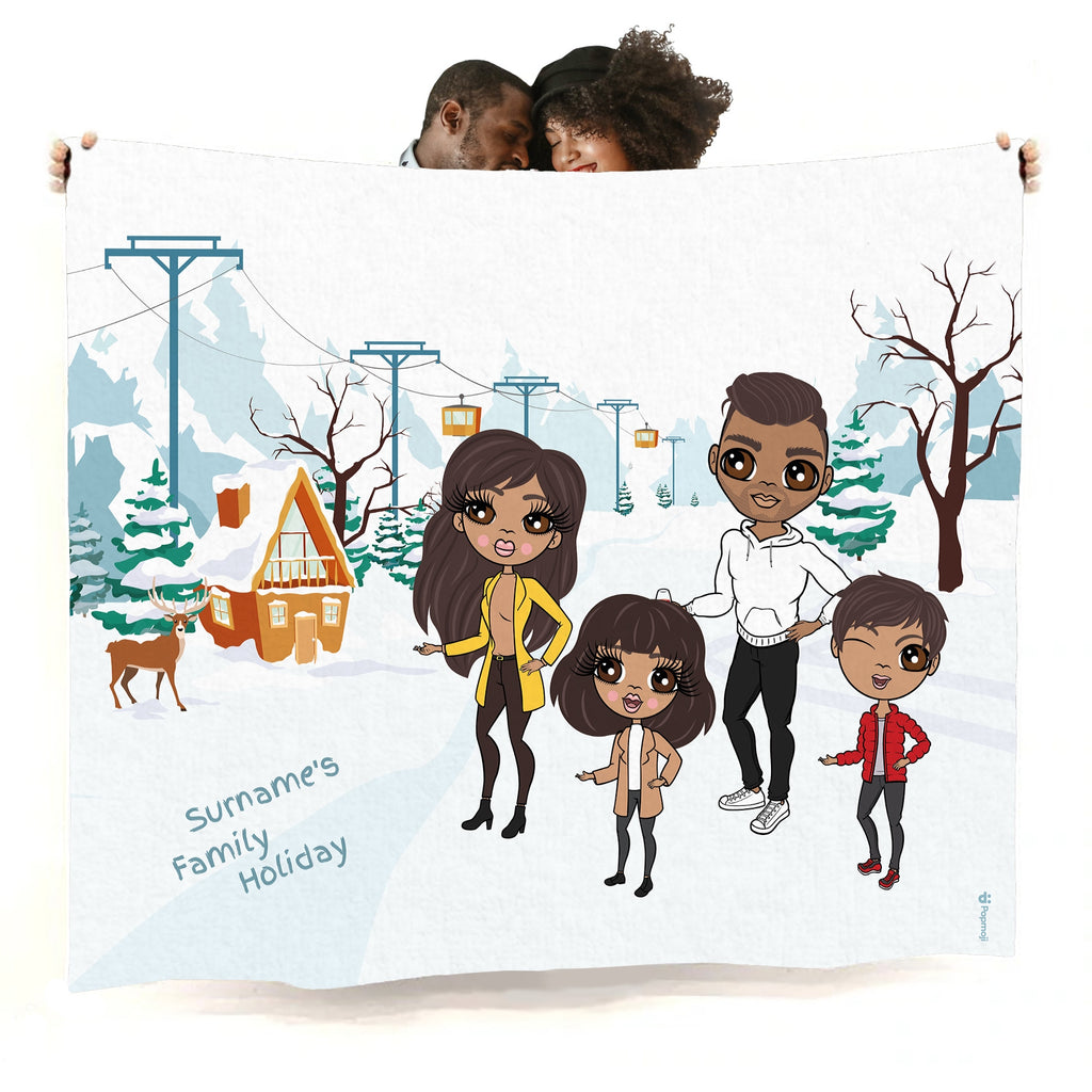 Multi Character Winter Holiday Family Of 4 Fleece Blanket - Image 1
