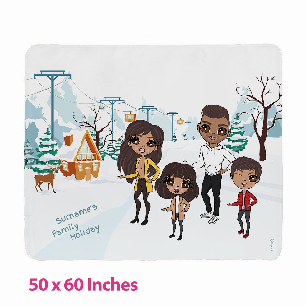 Multi Character Winter Holiday Family Of 4 Fleece Blanket - Image 2