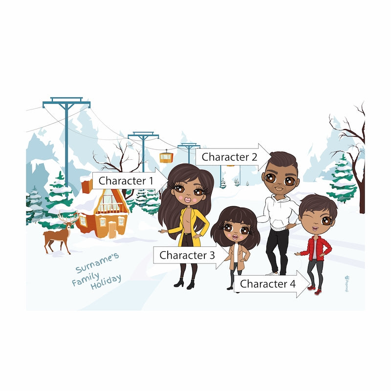 Multi Character Winter Holiday Family Of 4 Fleece Blanket - Image 3
