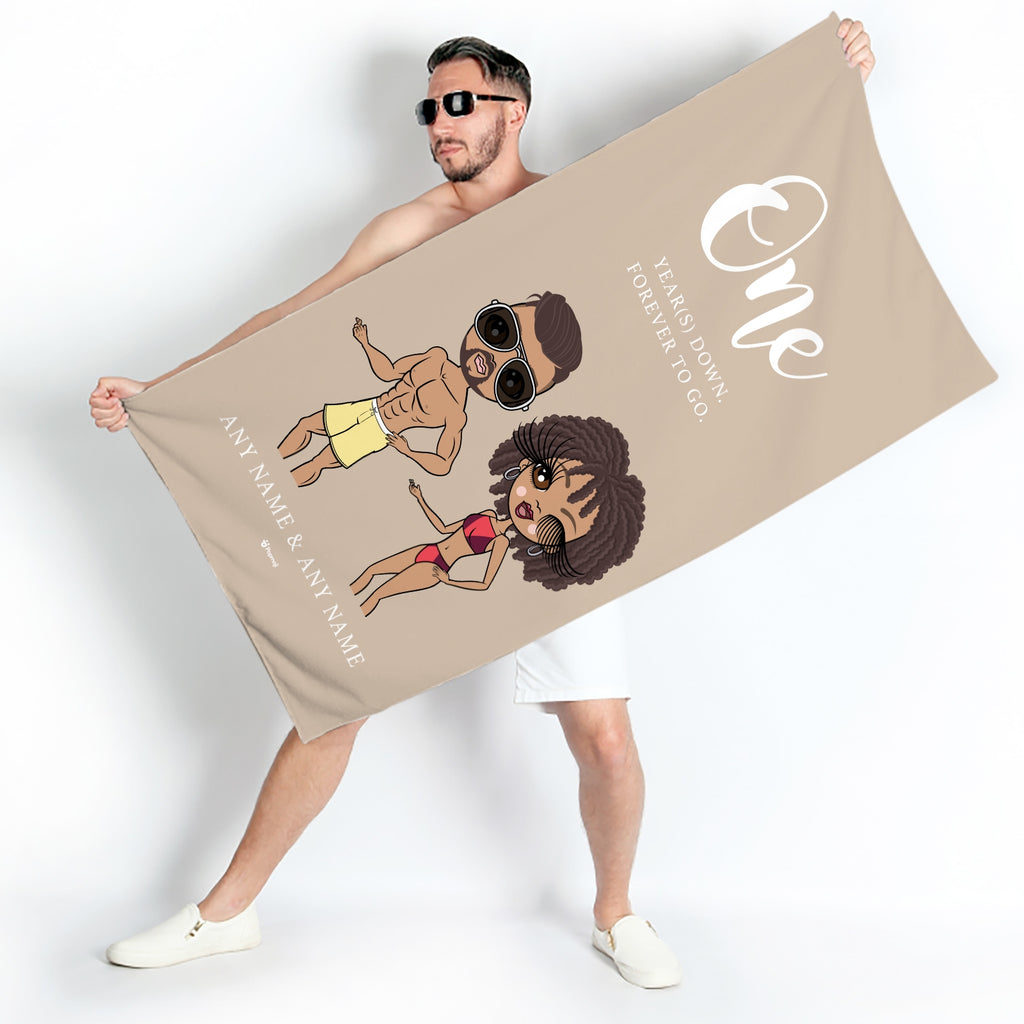 Multi Character Anniversary Forever To Go Beach Towel - Image 1