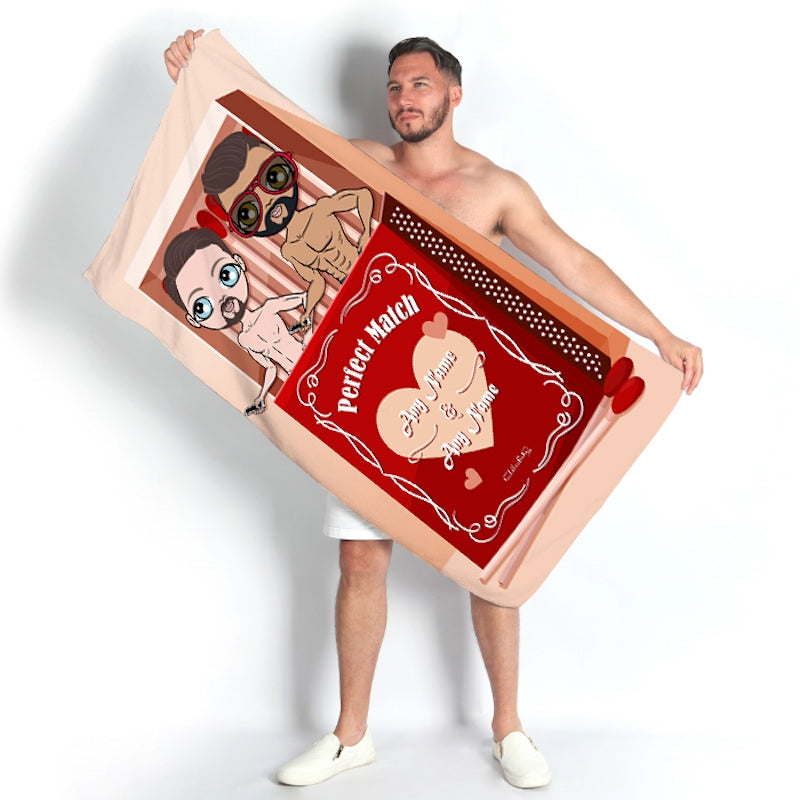 Multi Character Couples Perfect Match Beach Towel - Image 3