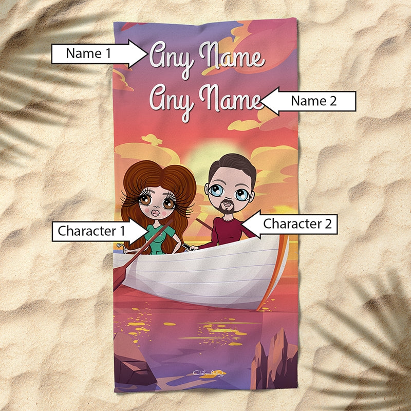 Multi Character Couples Romantic Row Beach Towel - Image 2