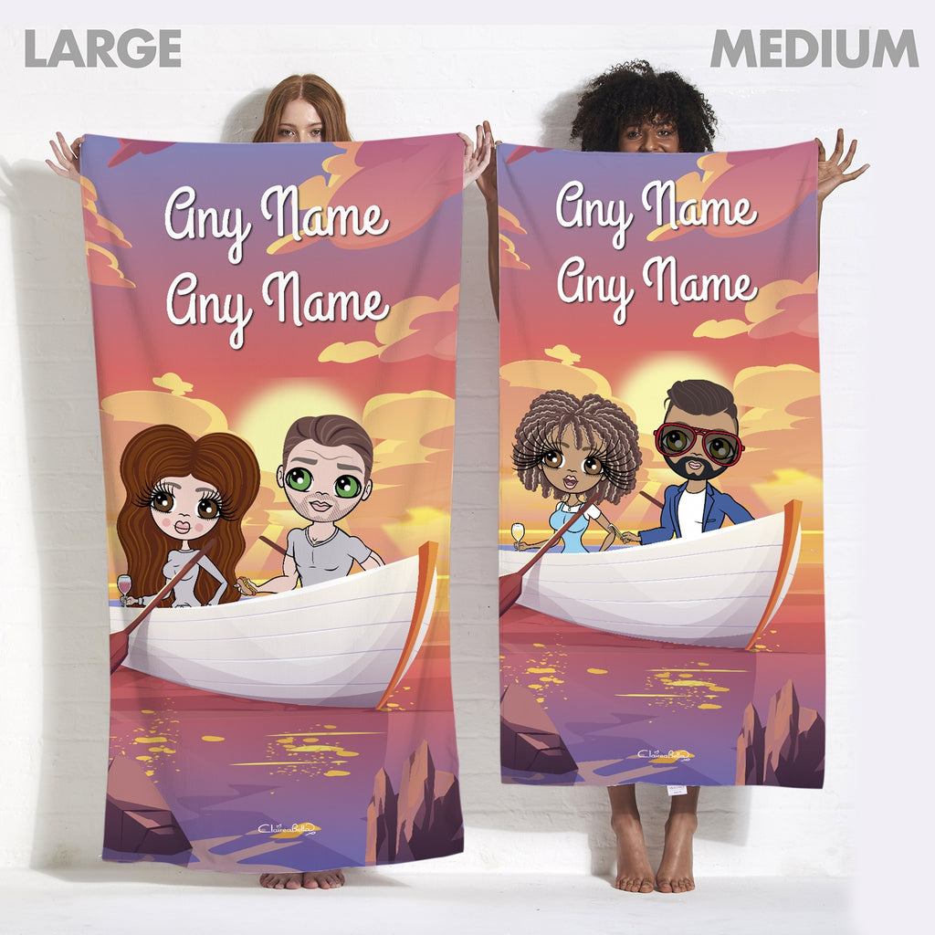 Multi Character Couples Romantic Row Beach Towel - Image 6
