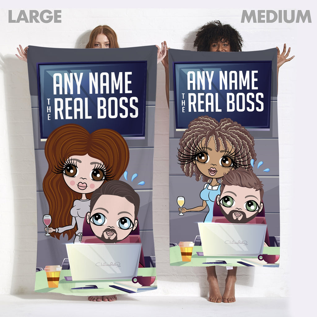 Multi Character Couples The Real Boss Beach Towel - Image 7