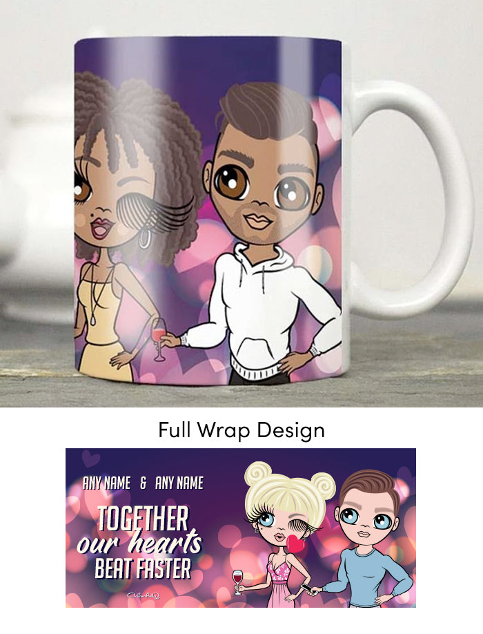 Multi Character Personalized Couples Blured Hearts Mug