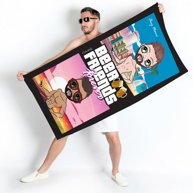 Multi Character BFF-Beer Friends Forever Beach Towel - Image 1