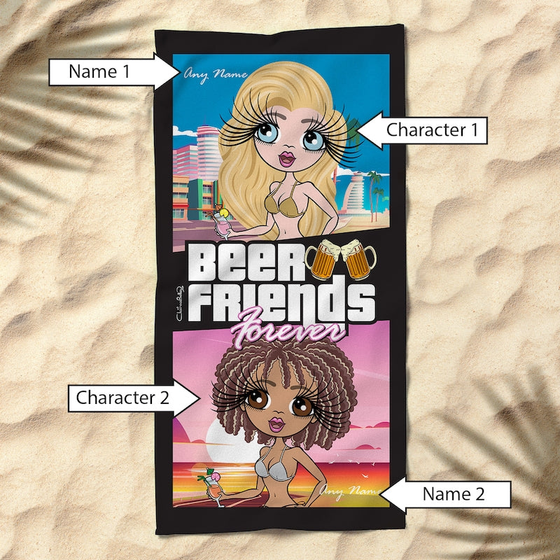 Multi Character BFF-Beer Friends Forever Beach Towel - Image 2