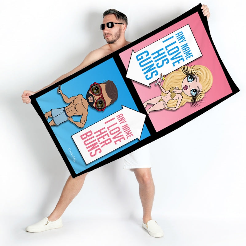 Multi Character Buns And Guns Beach Towel - Image 3