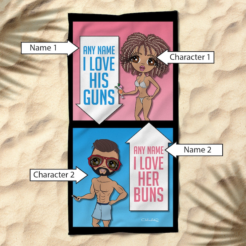 Multi Character Buns And Guns Beach Towel - Image 2