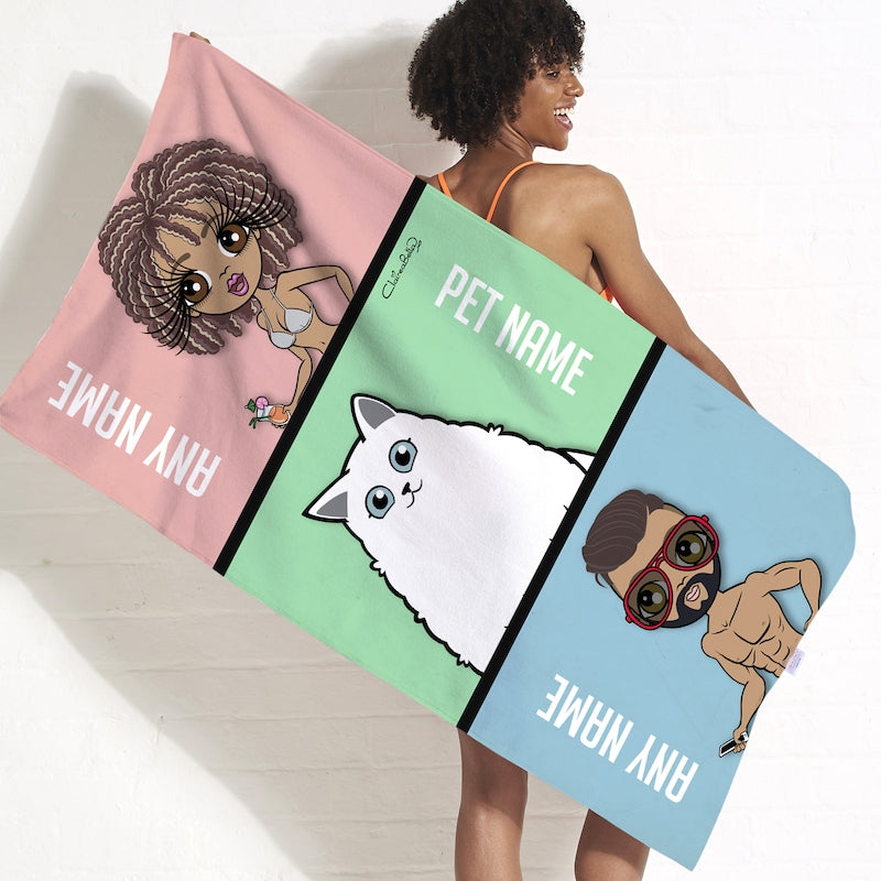 Multi Character Couple And Cat Beach Towel - Image 6