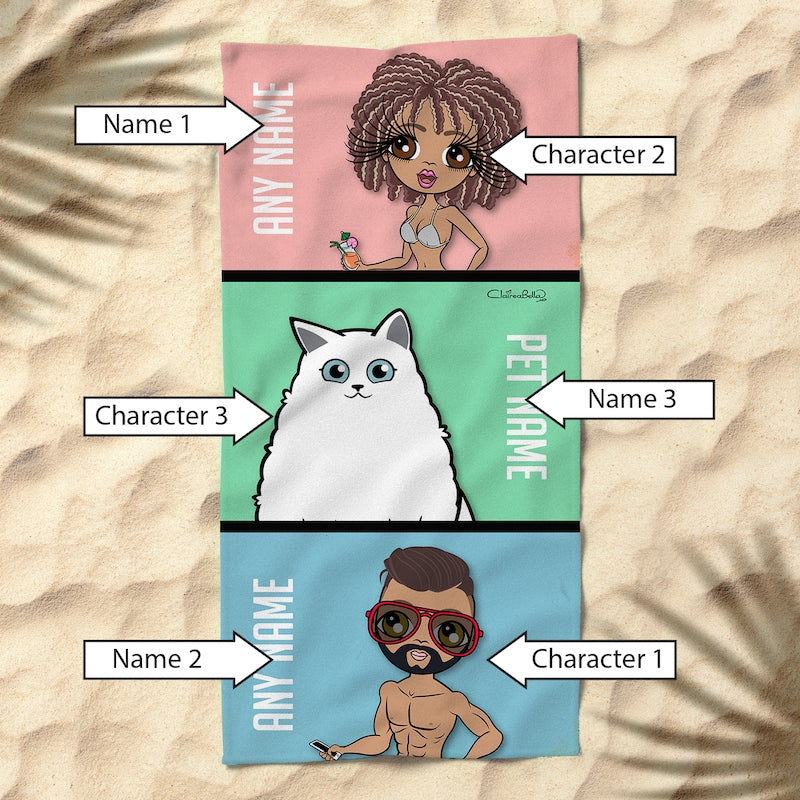 Multi Character Couple And Cat Beach Towel - Image 2