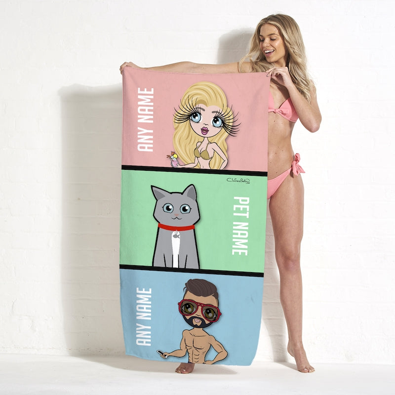 Multi Character Couple And Cat Beach Towel - Image 4