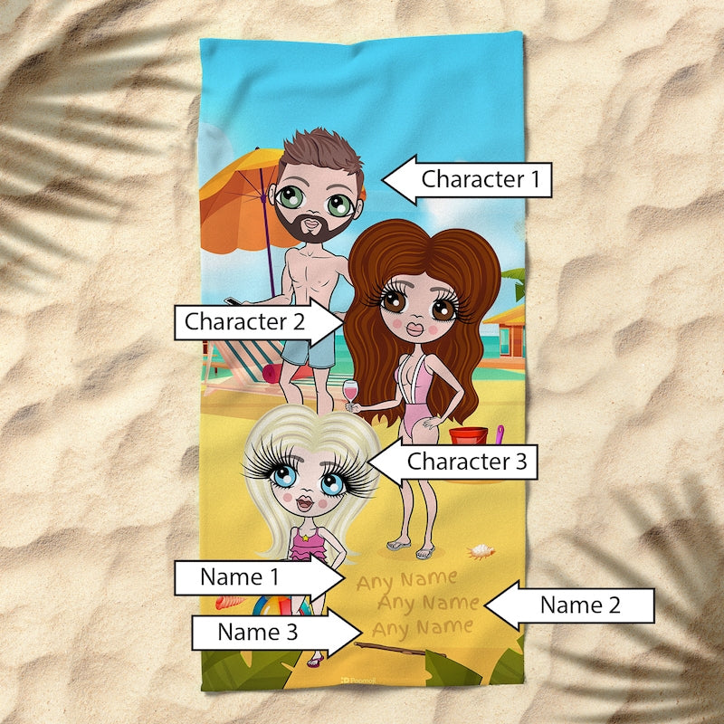 Multi Character Family Vacation Beach Towel - Image 2