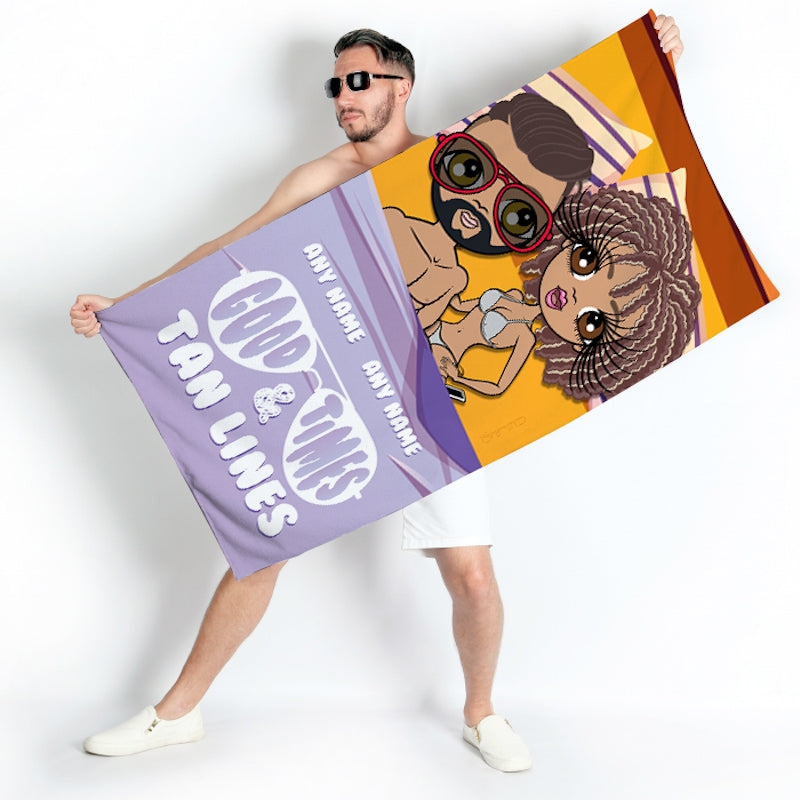 Multi Character Good Times And Tan Lines Beach Towel - Image 1
