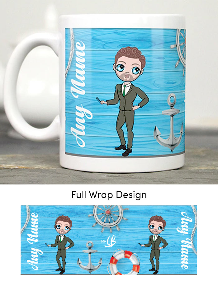 Mens Personalized Nautical Print Mug