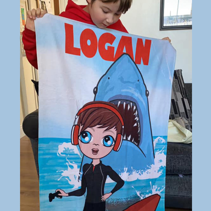Boys Personalized Shark Attack Beach Towel